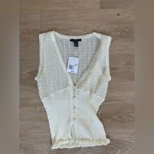 Forever 21 Elegant Cream Sleeveless Top Size M